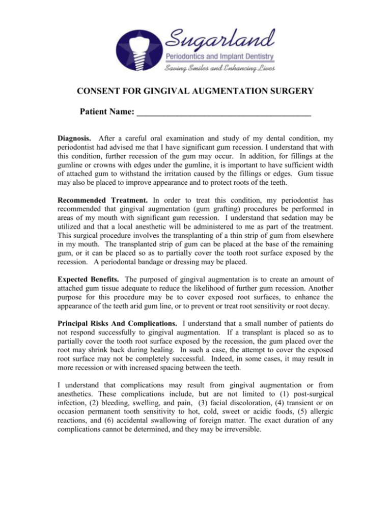 Gingival Augmentation Consent form