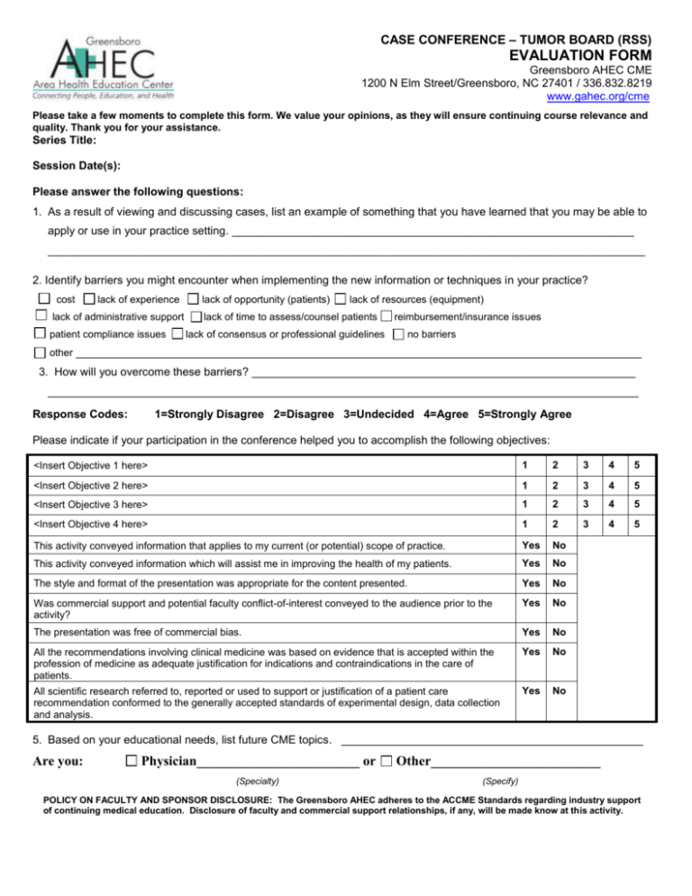 Case Conference-Tumor Board Evaluation