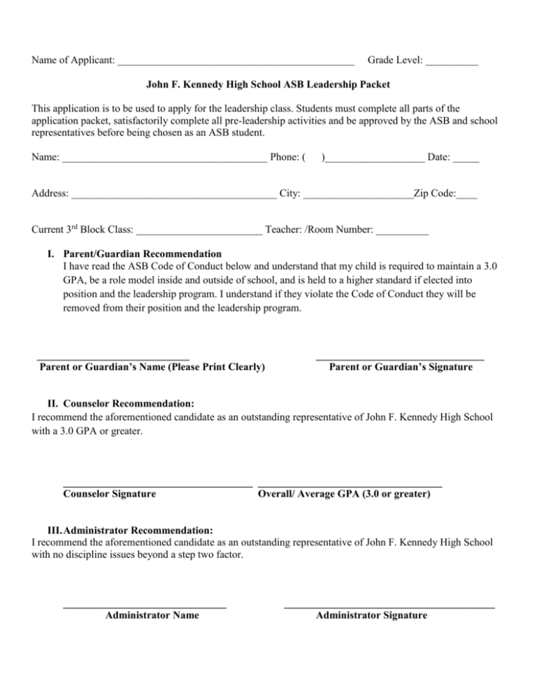 Leadership Application