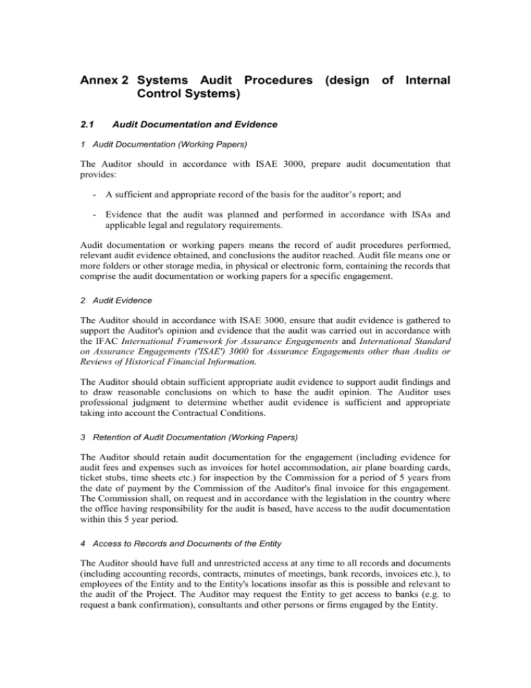design of Internal Control Systems