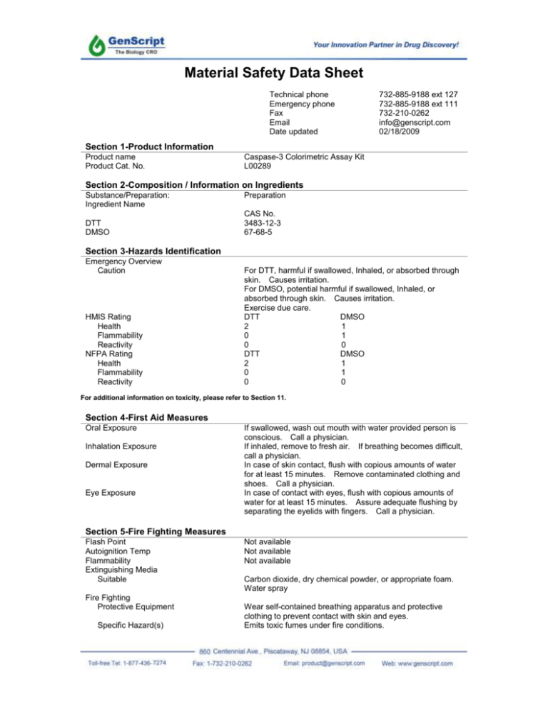 Material Safety Data Sheet