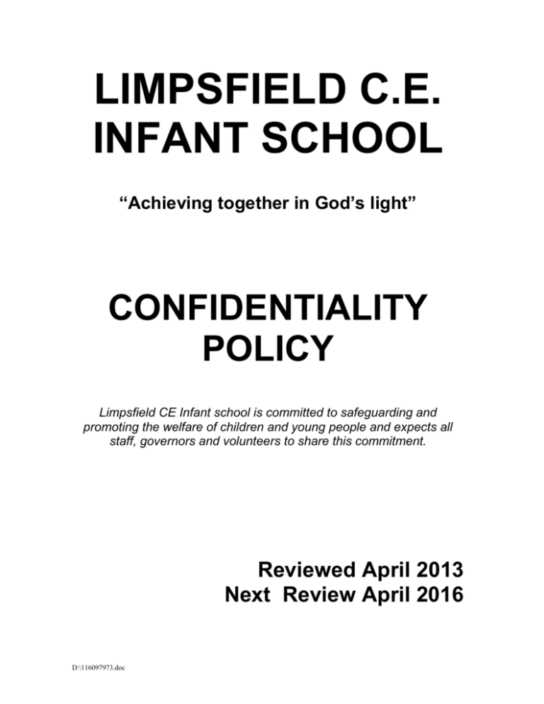 Primary School Confidentiality Policy
