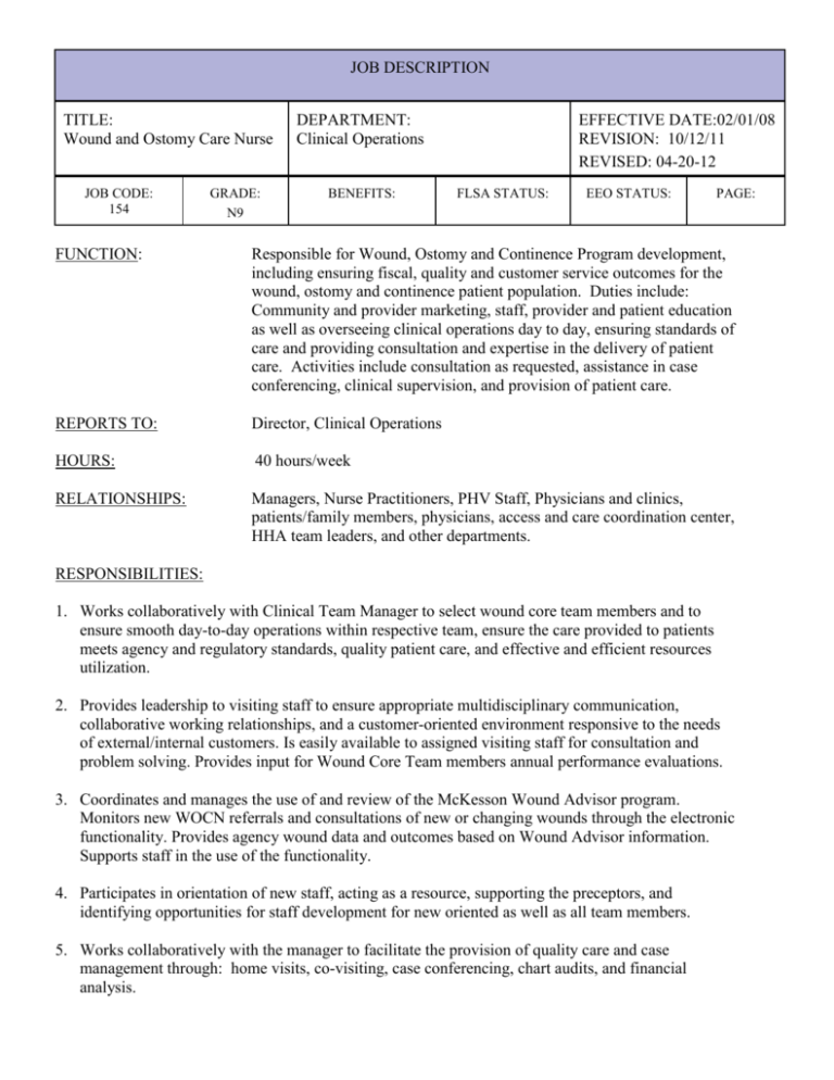 Home visiting nurse job description