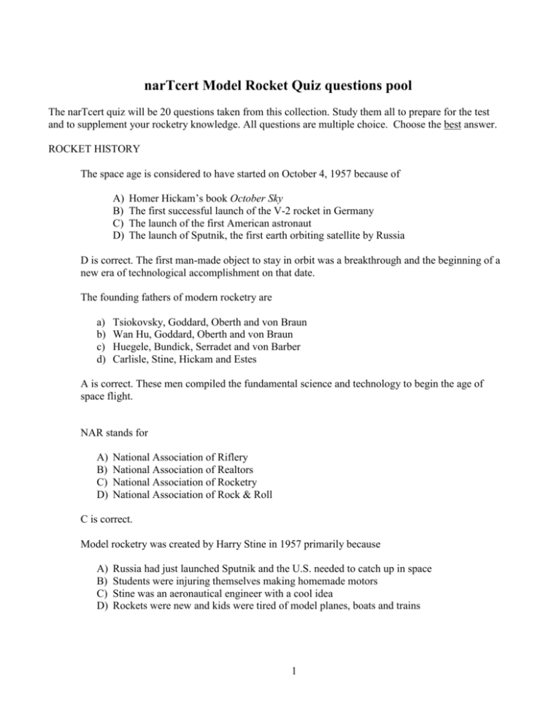 CAP Model Rocket Safety Code Quiz