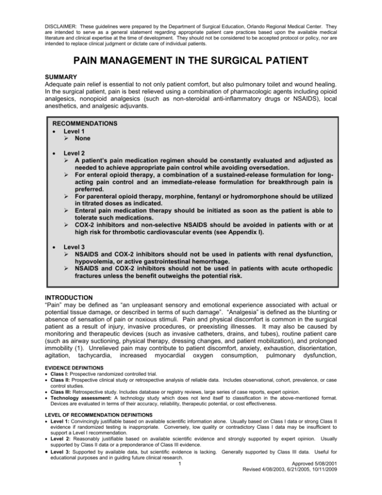 ICU SEDATION GUIDELINES - SurgicalCriticalCare.net