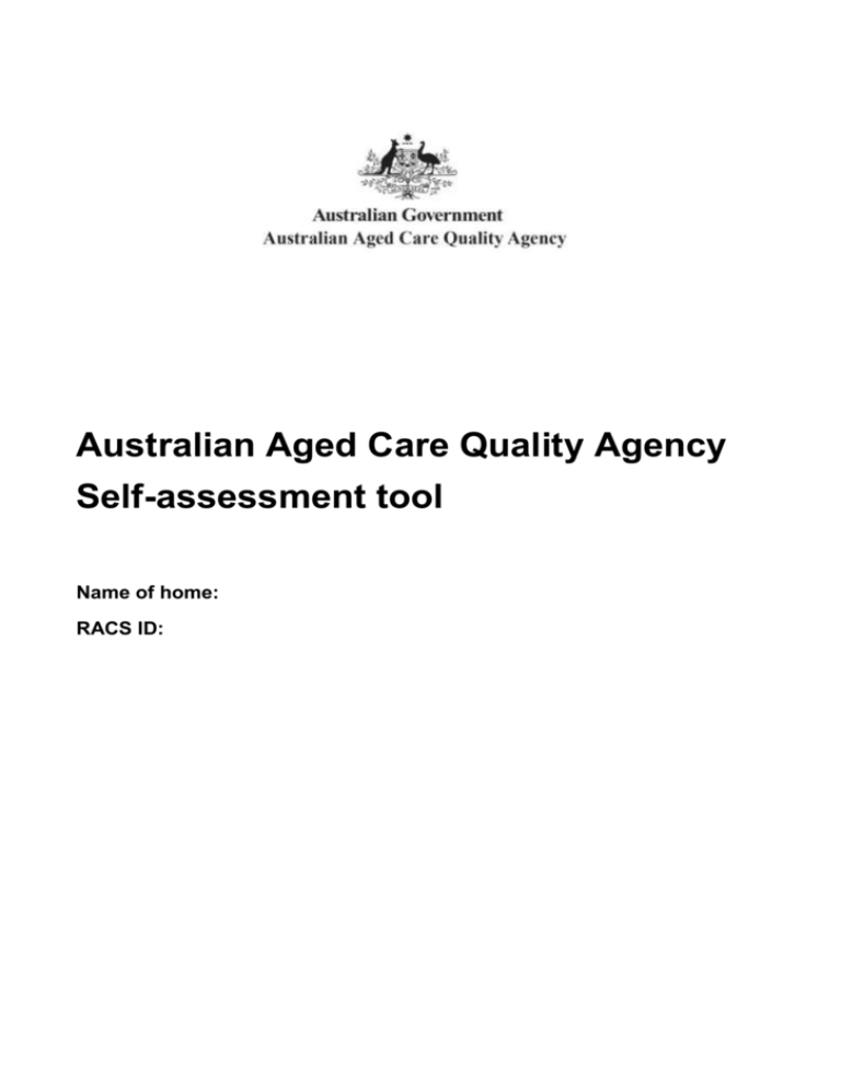 Selfassessment tool Australian Aged Care Quality Agency Selfassessment tool Australian Aged Care Quality Agency