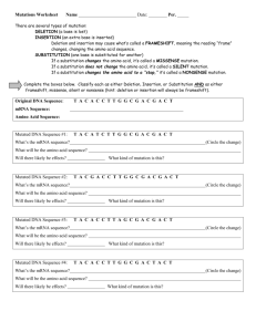 Mutations Worksheet