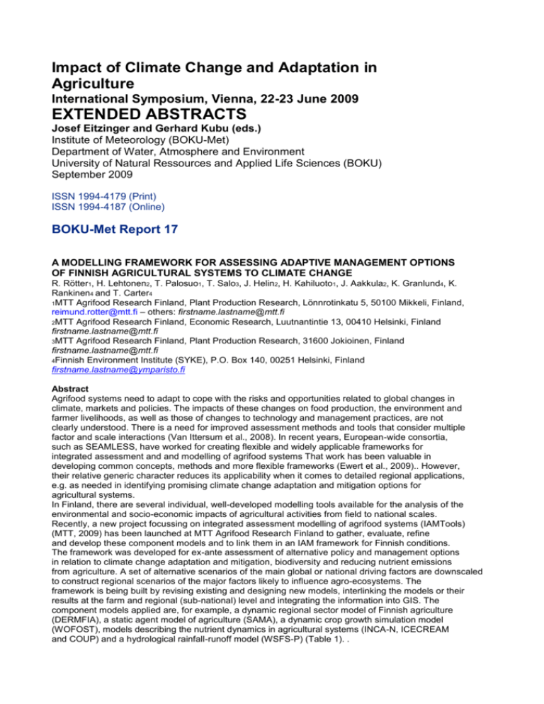Impact Of Climate Change And Adaptation In