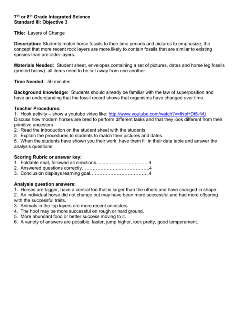 Fossil Inference Handout Key