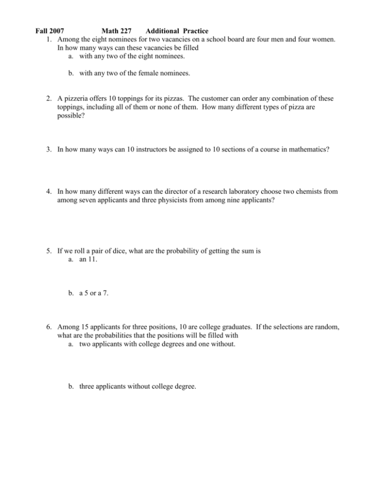 Additional practice