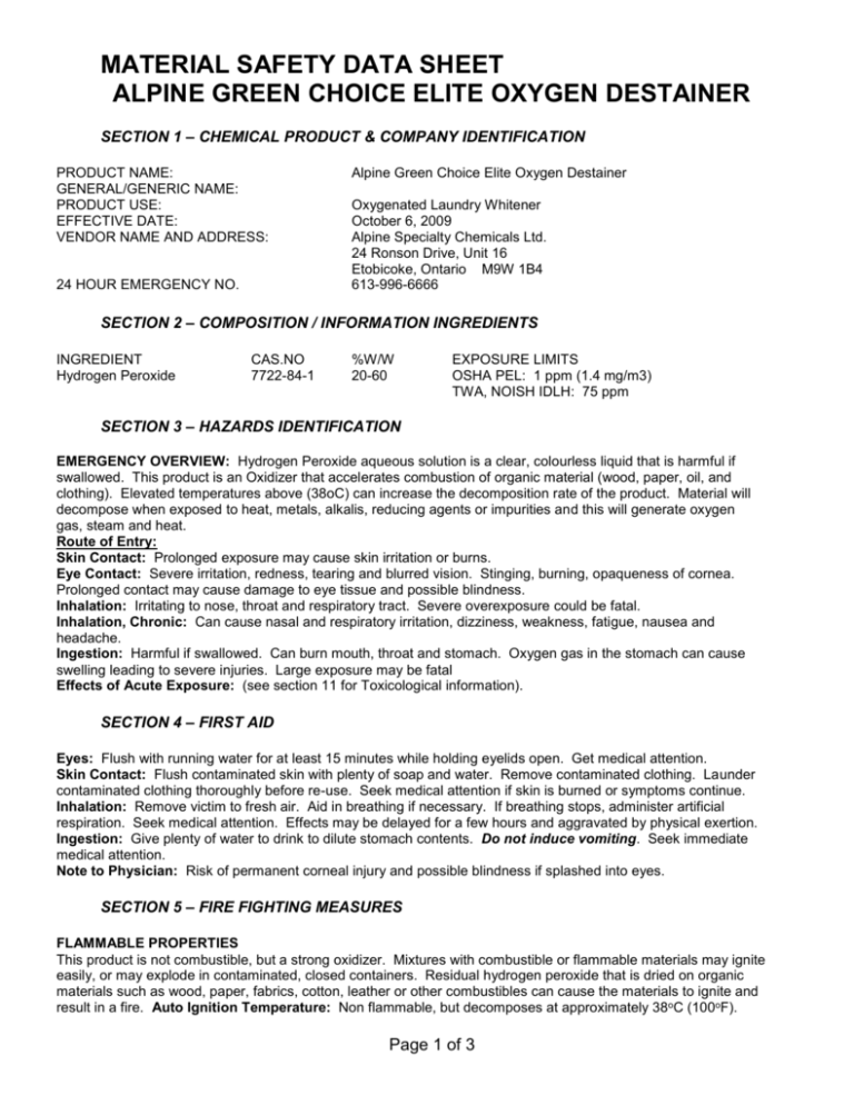 section 3 hazards identification