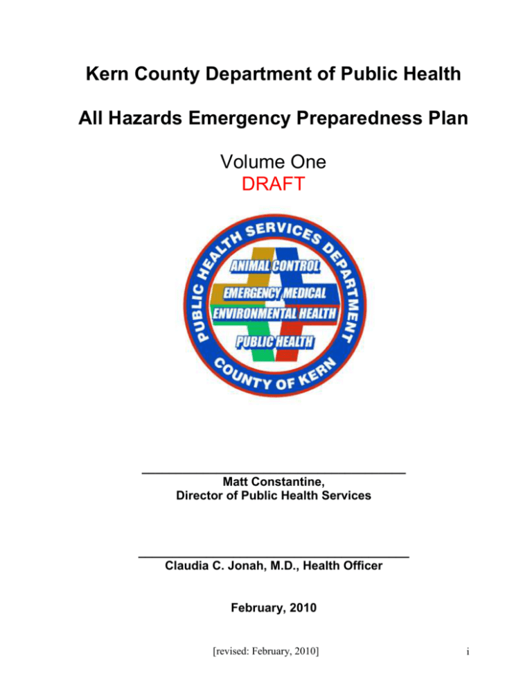 Bioterrorism Preparedness Plan