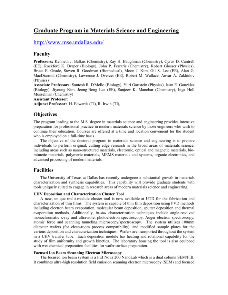 Graduate Program in Materials Science and Engineering