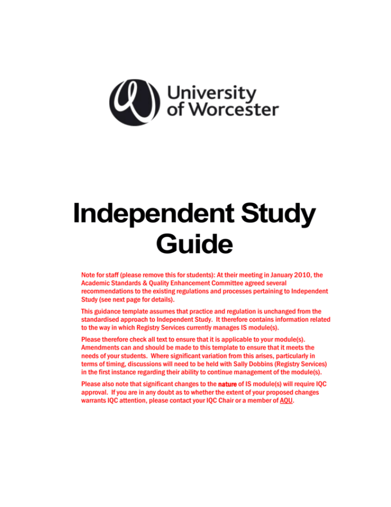 Independent Study Guide Template