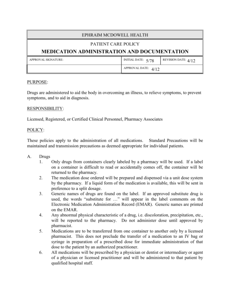 Medications Administration and Documentation