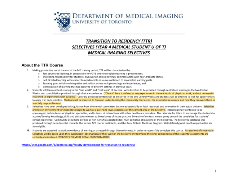 Information for Students Department of Medical Imaging