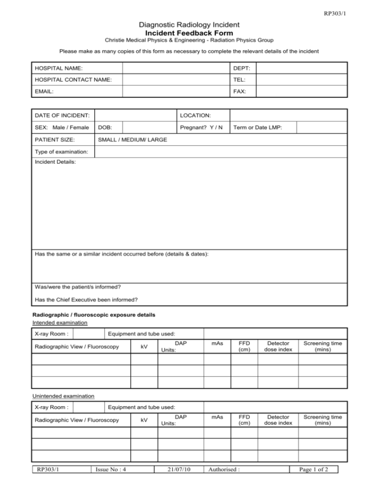 Diagnostic Radiology Incident