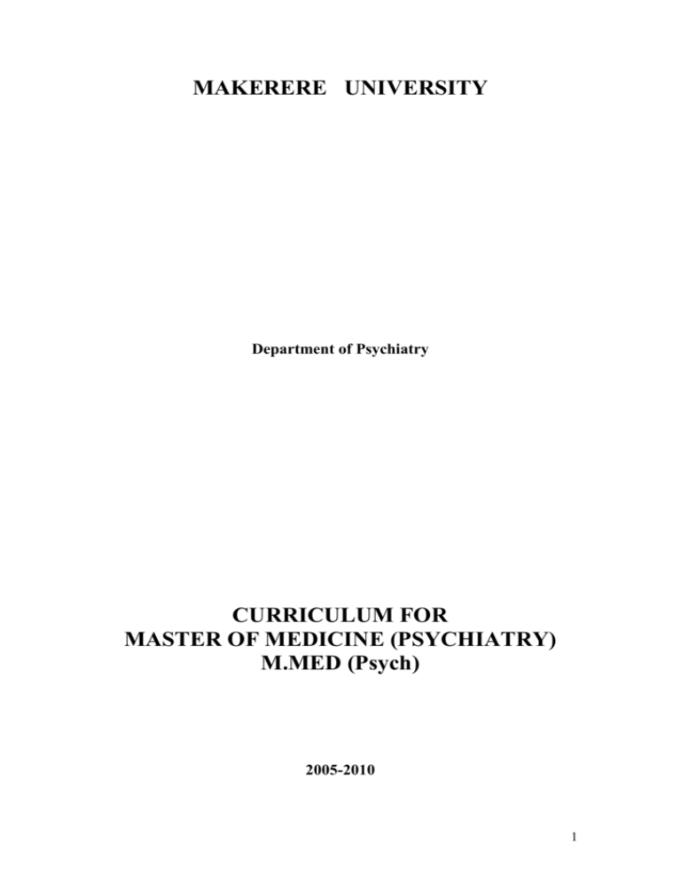 Master of Medicine Psychiatry