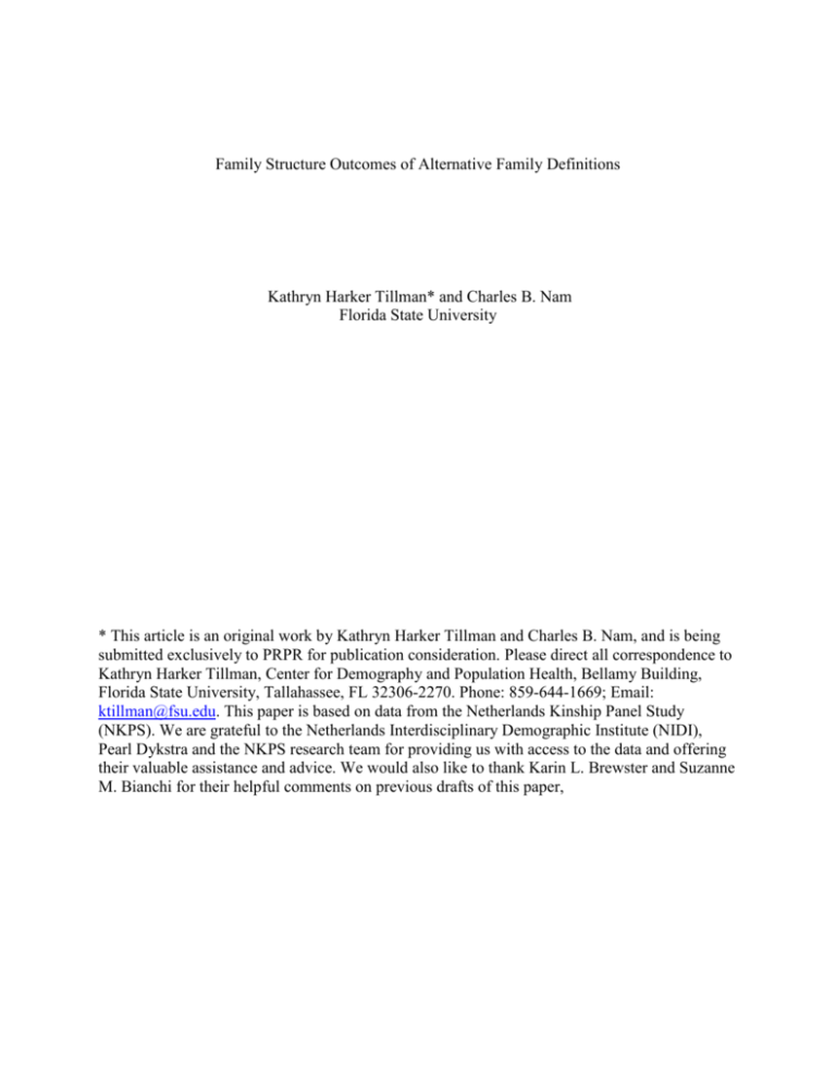 Family Structure of Alternative Family Definitions