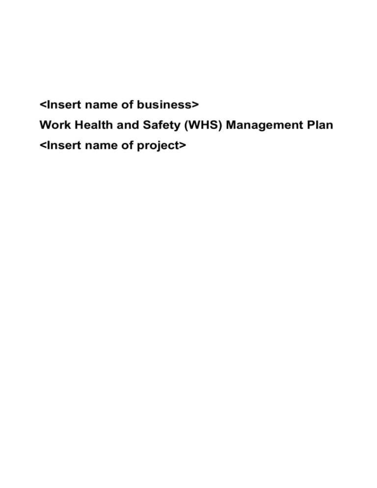 Construction sample WHS Management Plan Template