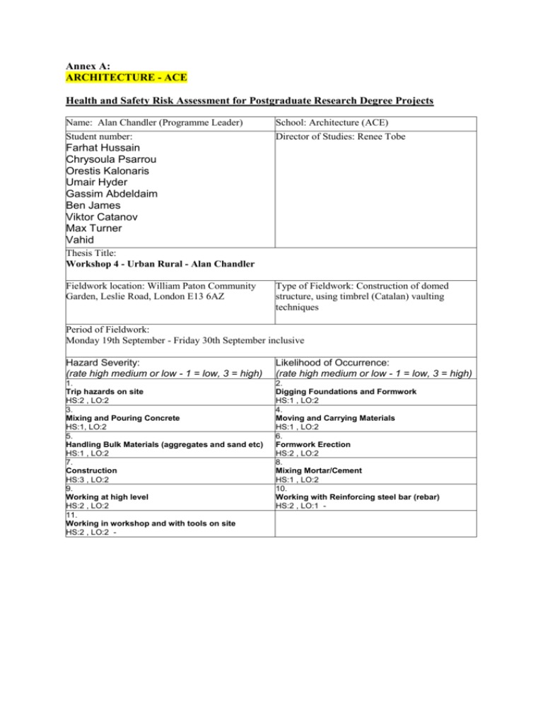 04 Annex A Risk Assessment