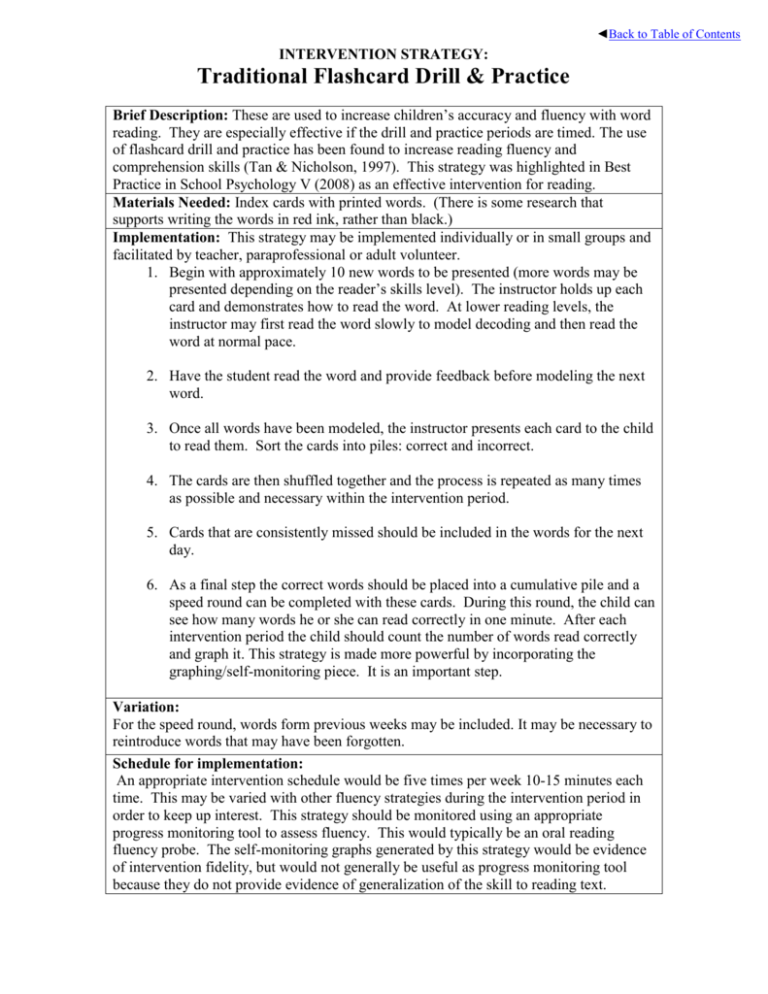 STRATEGYFlashcard Drill and Practice