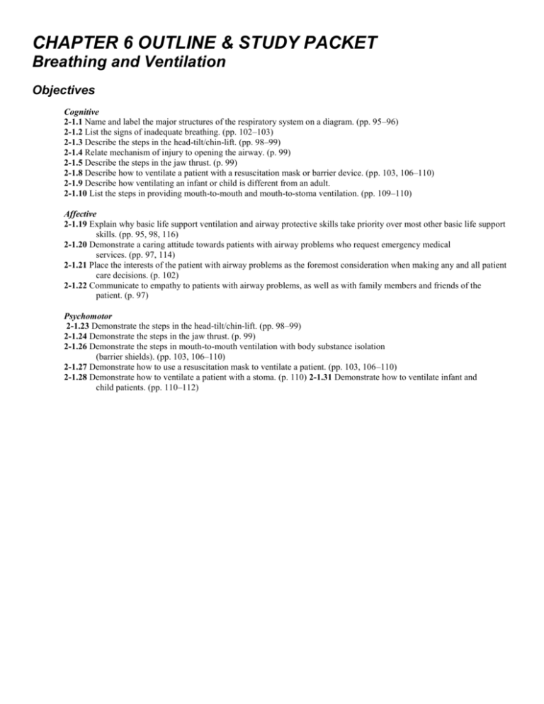 CHAPTER 6 OUTLINE & STUDY PACKET