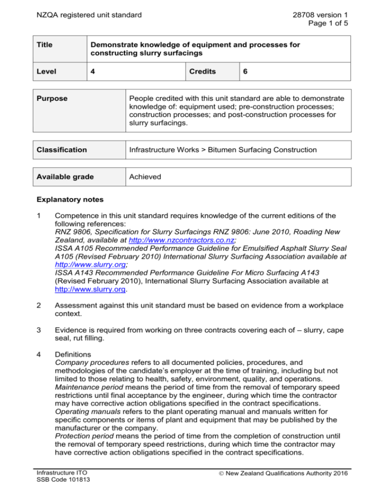 28708 Demonstrate knowledge of equipment and processes