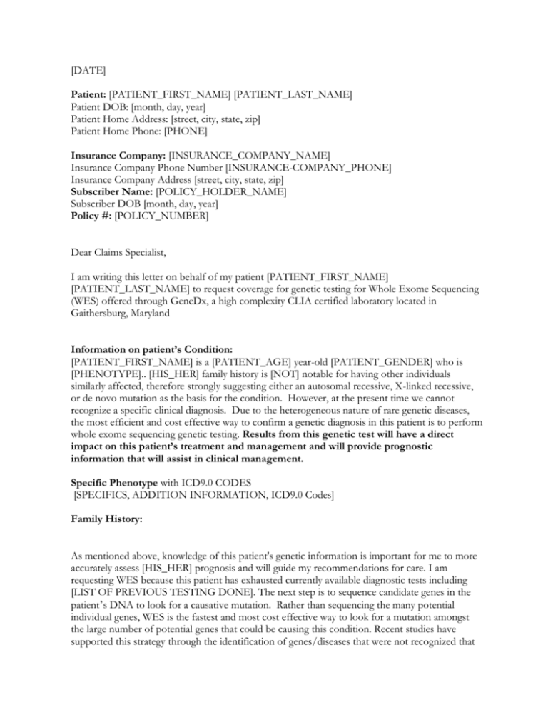 Medical Necessity Template