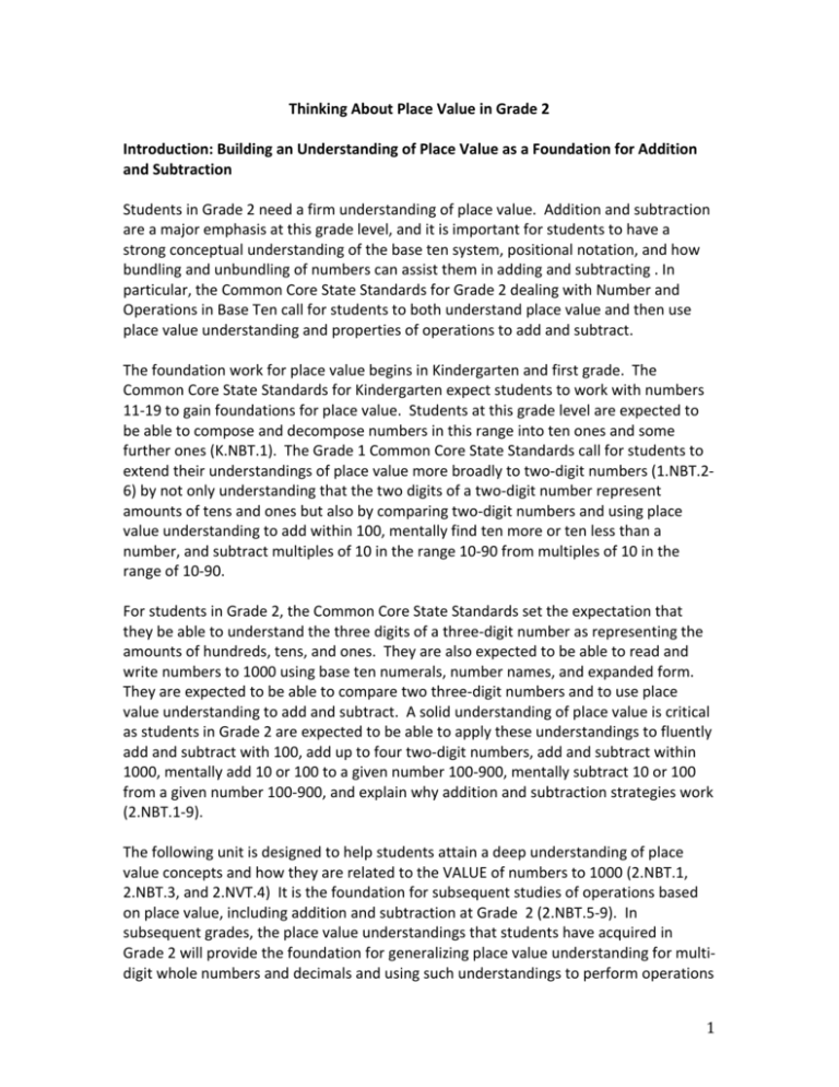 Thinking About Place Value in Grade 2