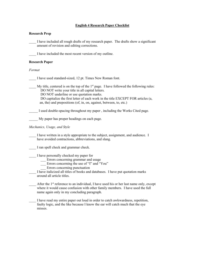 Academic writing checklist image