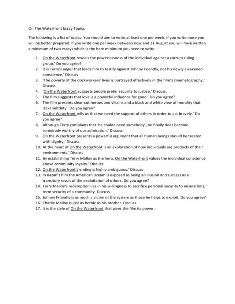 On the waterfront summary image