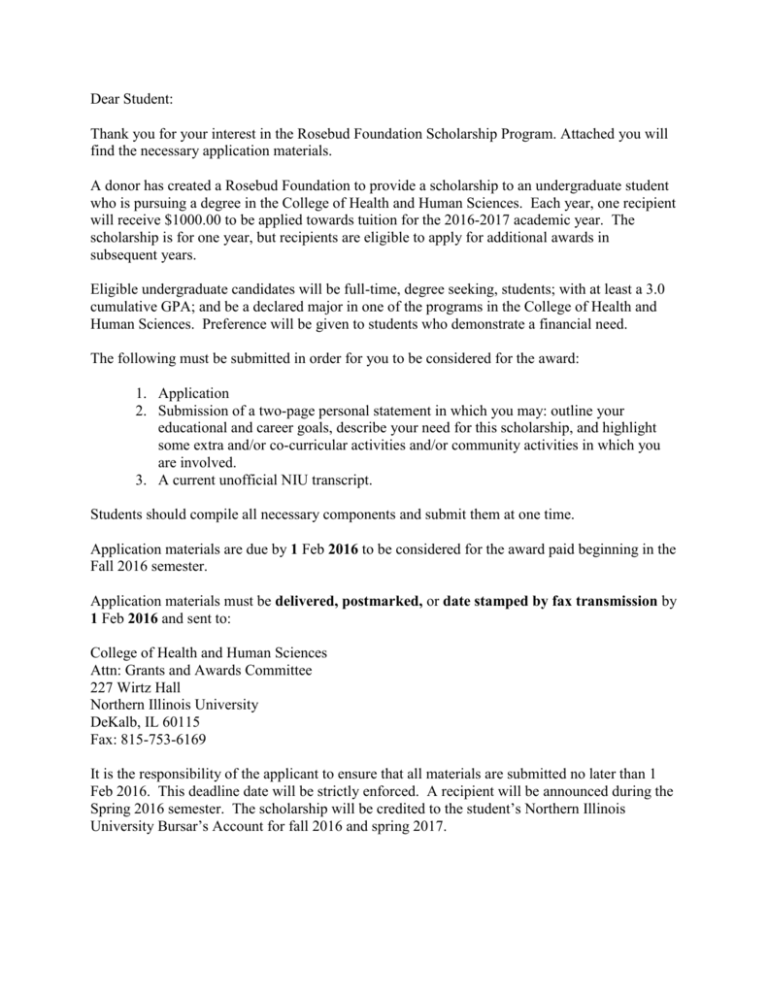 Rosebud Foundation Scholarship Program