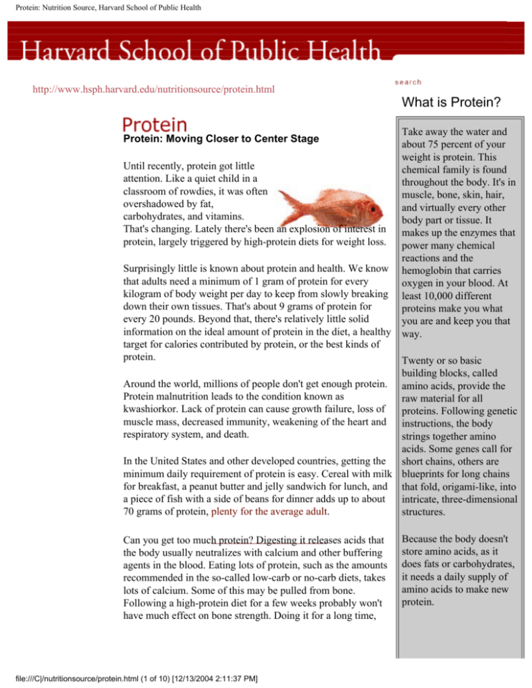 Protein Nutrition Source, Harvard School of Public Health