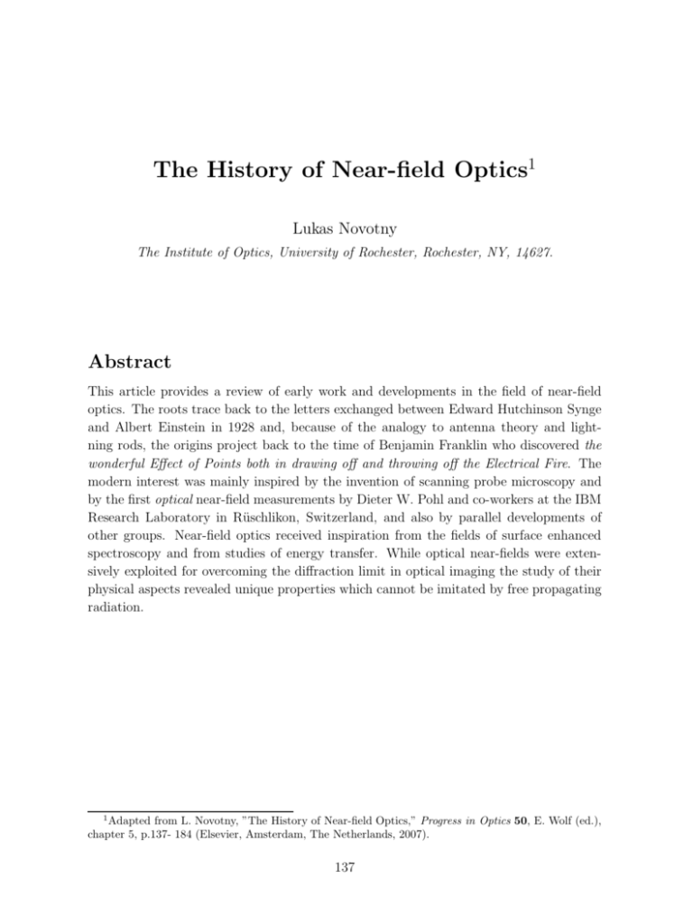 The History of Nearfield Optics