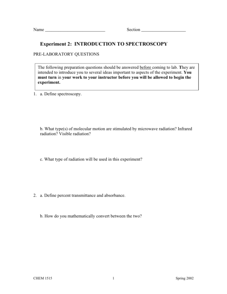 simple spectroscopy experiment