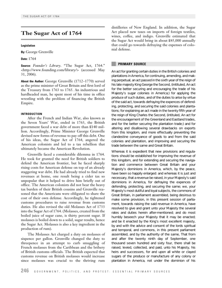 the-sugar-act-of-1764