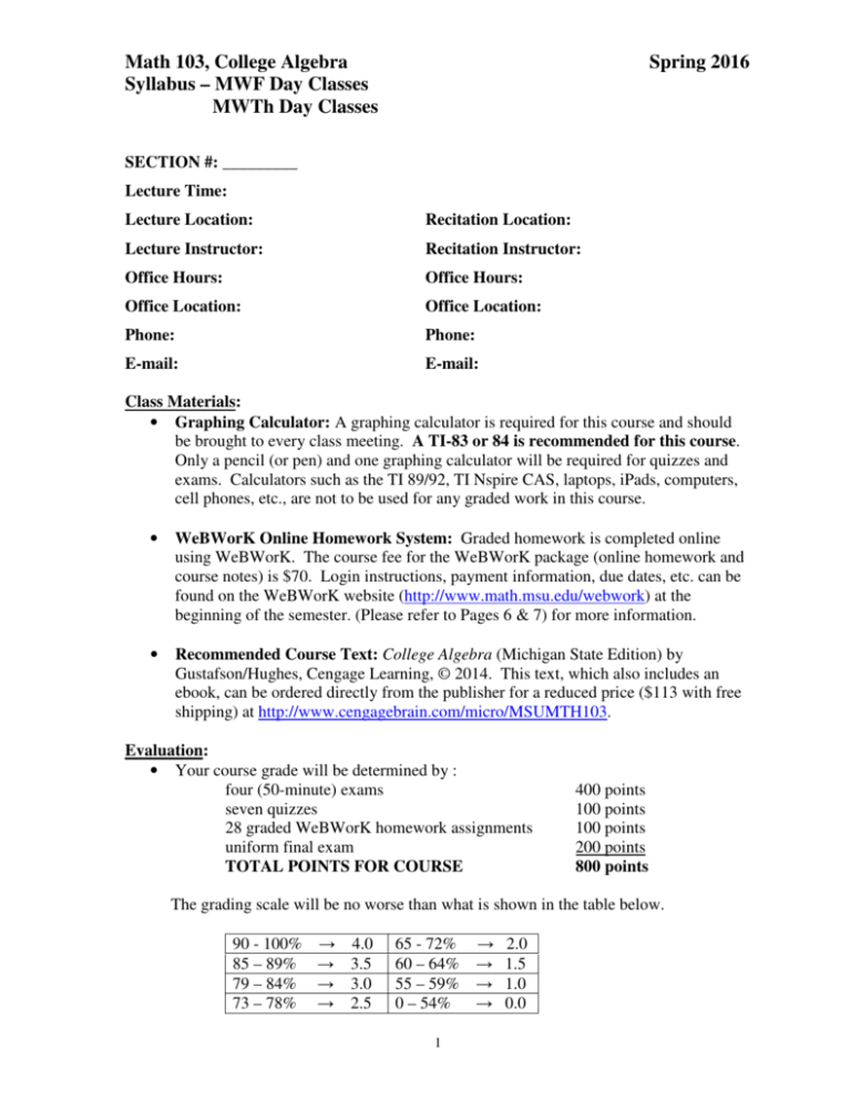Course Syllabus - Michigan State University