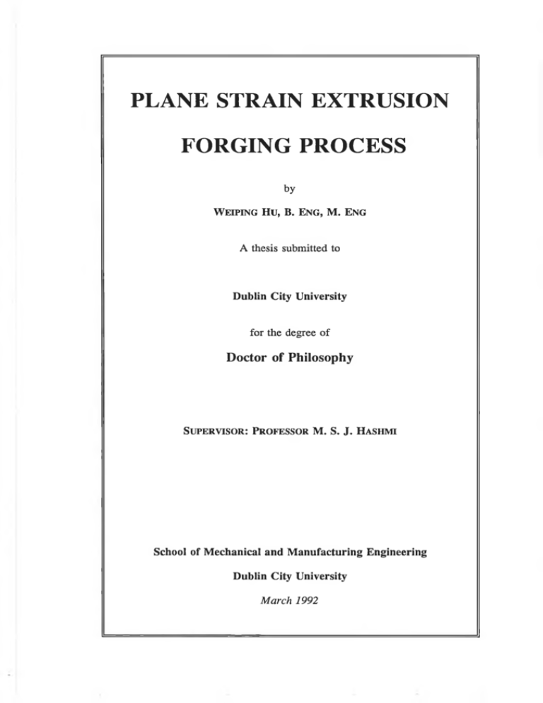 plane strain extrusion forging process