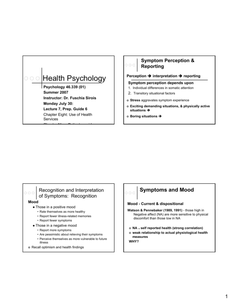 Health Psychology University of Windsor