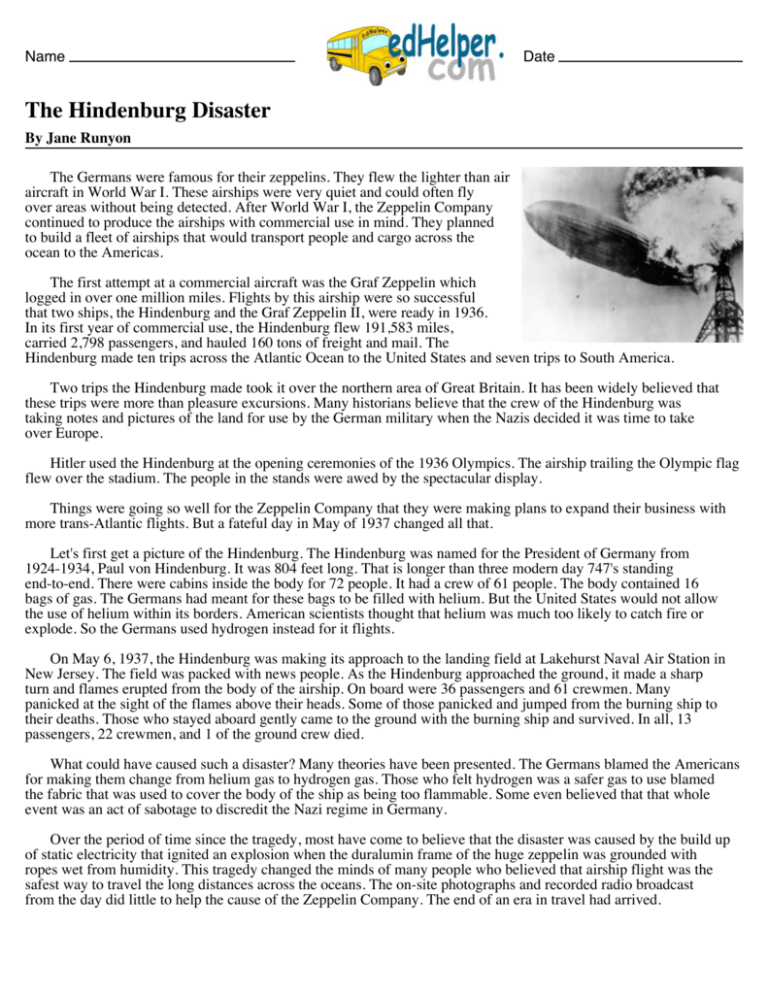 Hindenburg comprehension
