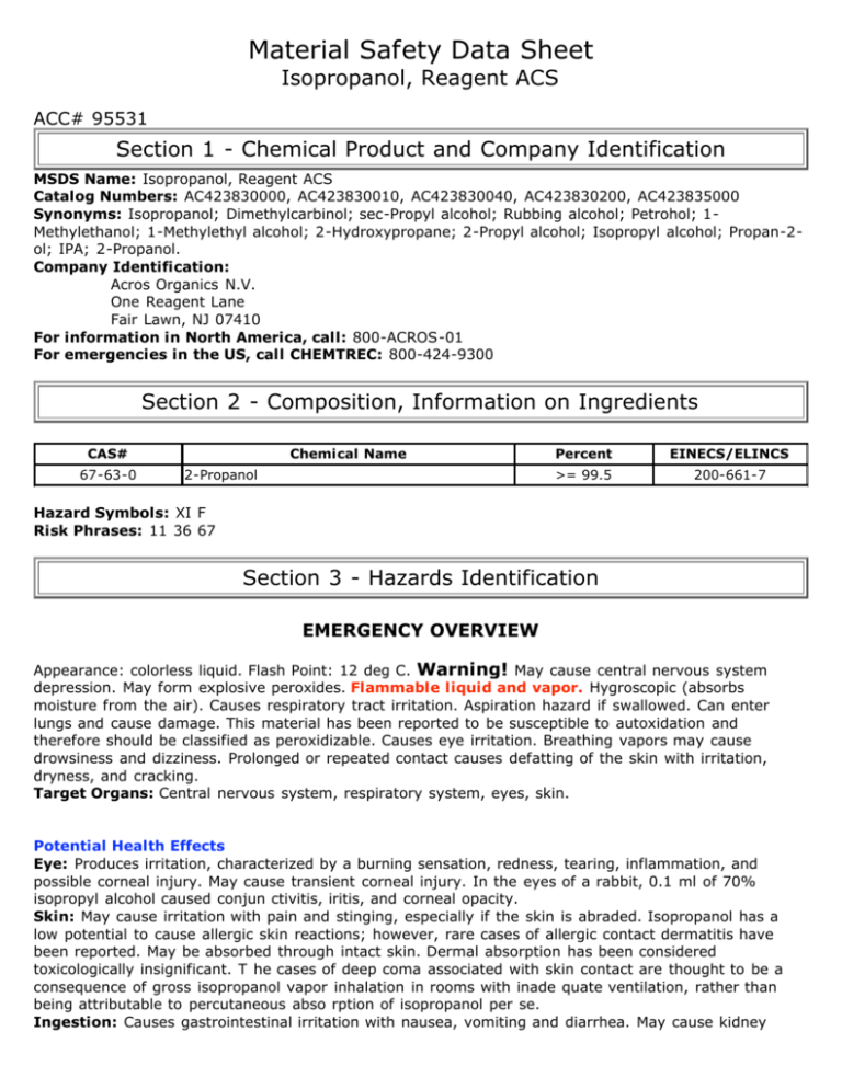 Material Safety Data Sheet