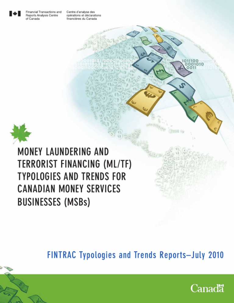 MONEY LAUNDERING AND TERRORIST FINANCING (ML/TF