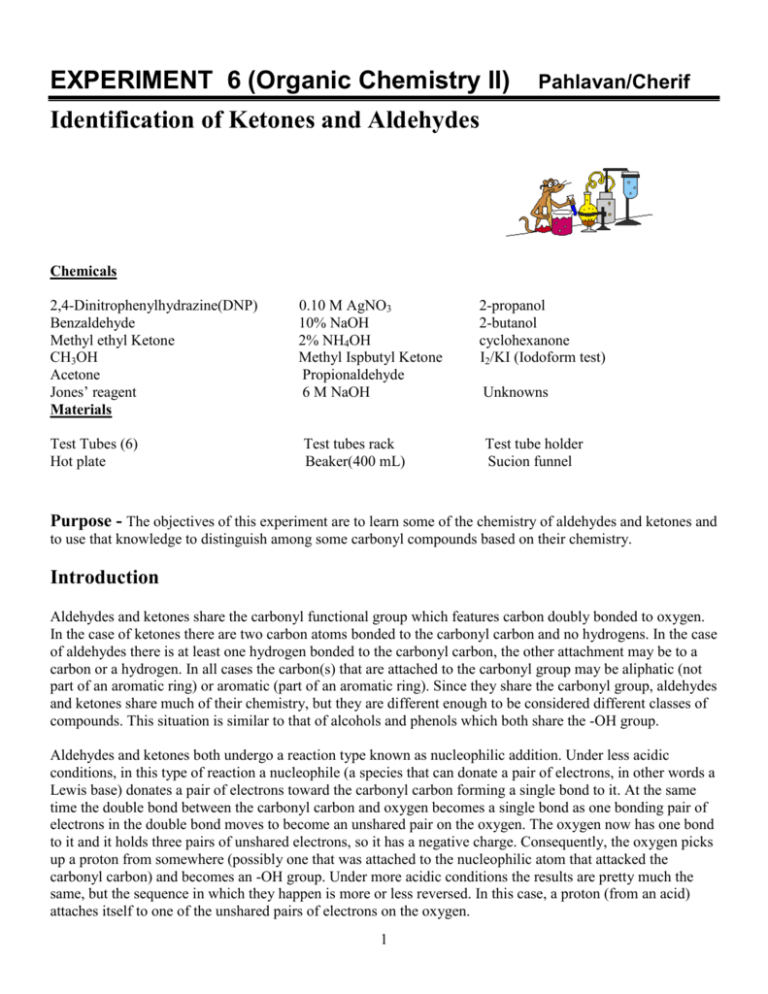 experiment related to aldehydes and ketones