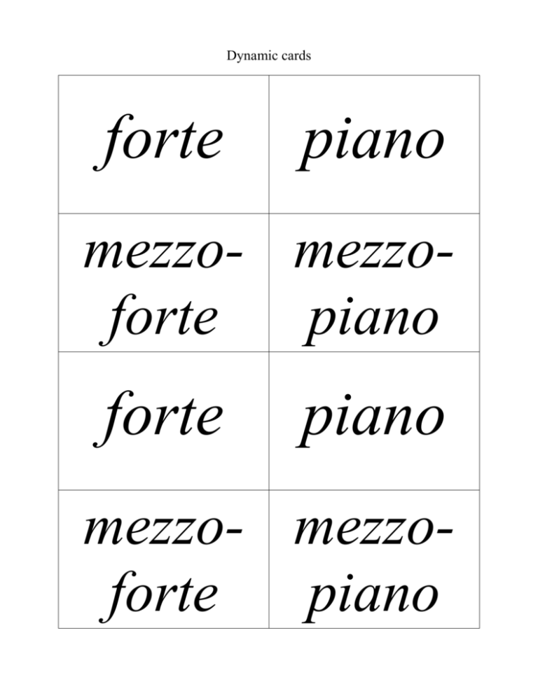 Mezzo Forte Mezzo Piano Mezzo Forte Mezzo