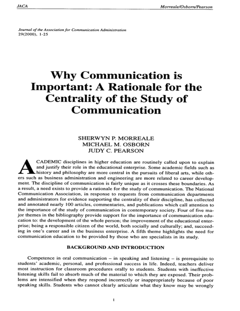 Why Communication is Important A Rationale