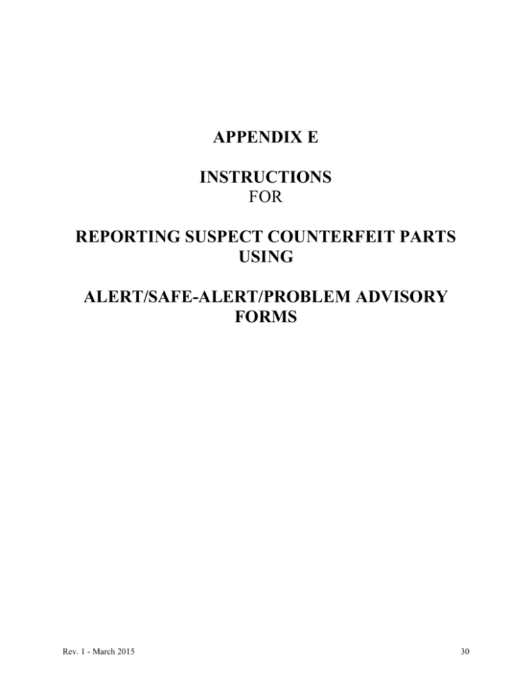 Reporting Suspect Counterfeit Parts