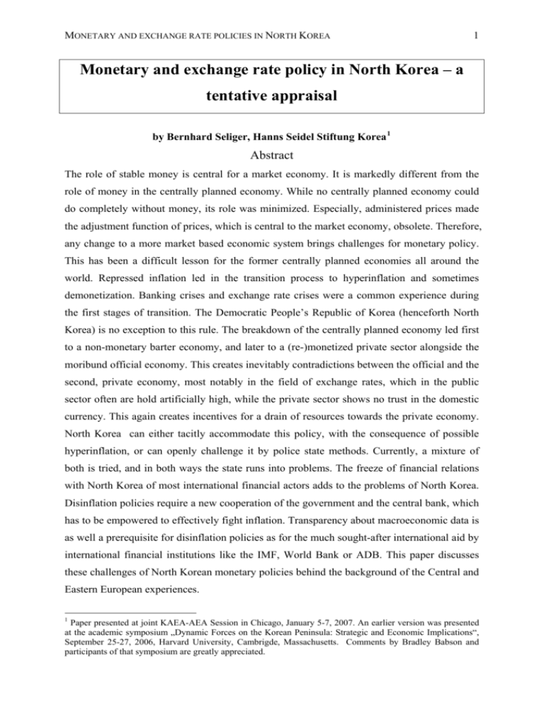 Monetary Policy In Declining Centrally
