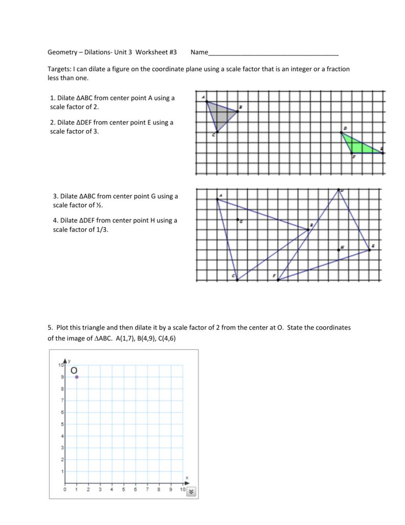 Geometry – Dilations- Unit 223 Worksheet #223 Intended For Dilations Worksheet Answer Key