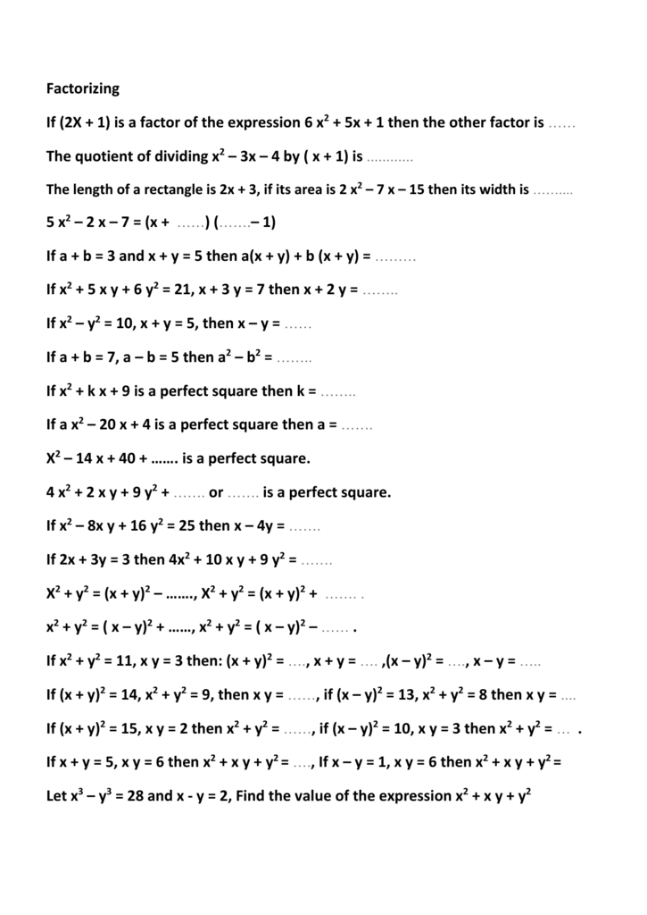 Factorizing If 2x 1 Is A Factor Of The Expression 6 X2 5x